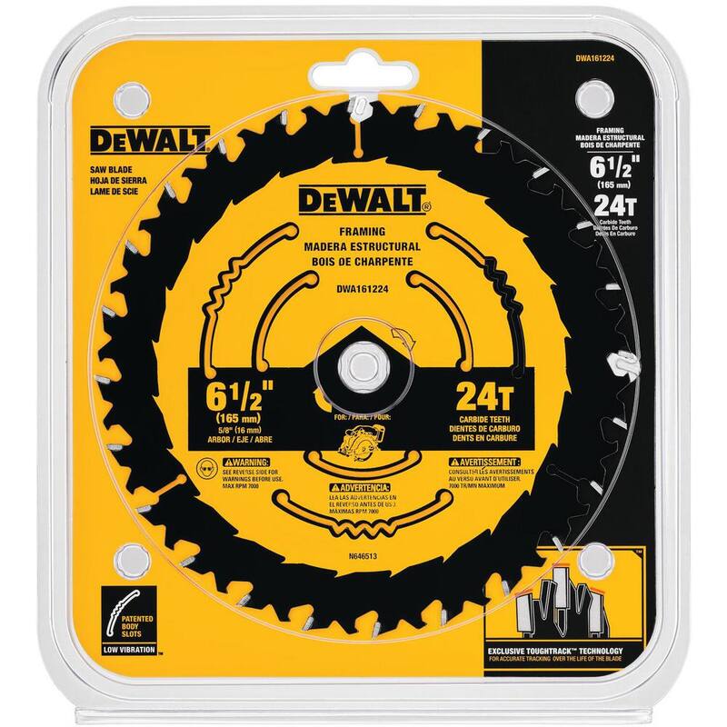 Hoja de sierra circular DEWALT de 6-1/2 pulgadas y 24 dientes - DWA161224