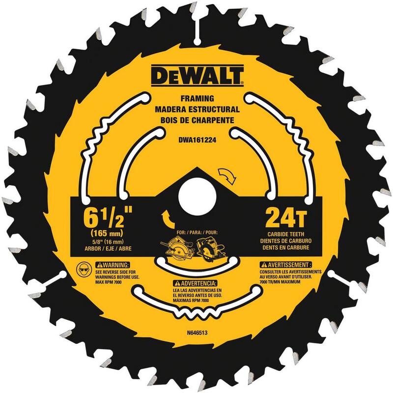 Hoja de sierra circular DEWALT de 6-1/2 pulgadas y 24 dientes - DWA161224