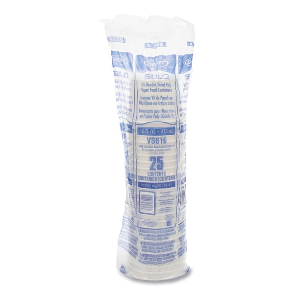 Dart Double Poly Paper Food Container, Squat, White, 16 oz, PK500 - VS616-02050