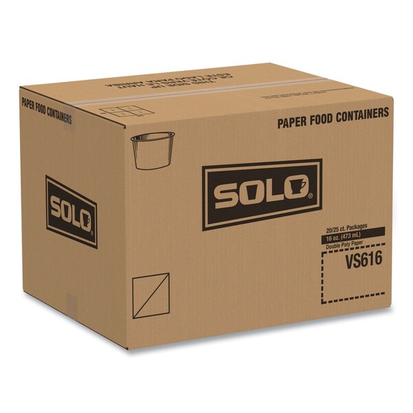 Dart Double Poly Paper Food Container, Squat, White, 16 oz, PK500 - VS616-02050