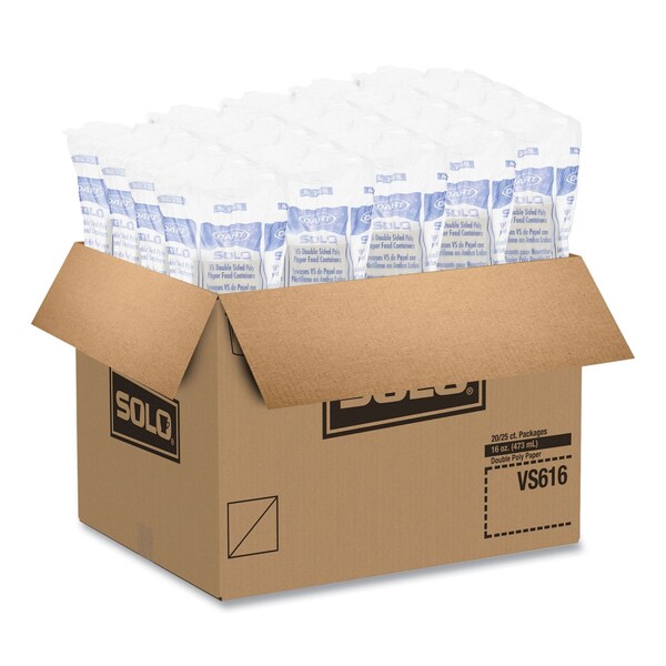 Dart Double Poly Paper Food Container, Squat, White, 16 oz, PK500 - VS616-02050