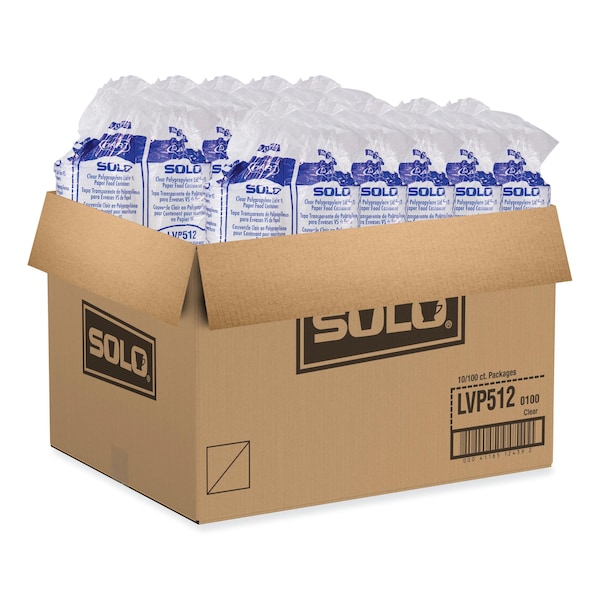 Solo Polypropylene Vented Food Container Lids for 12 oz Food Containers, Clear, Plastic, 1000PK - LVP512-0100