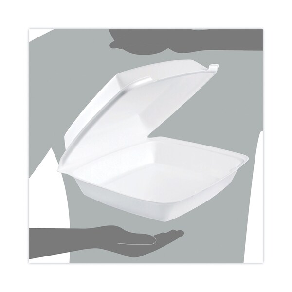 Dart Hinged Lid Carryout Container, 9.5 x 10.33 x 3.5, White, Foam, PK200, 200PK - 110HT1