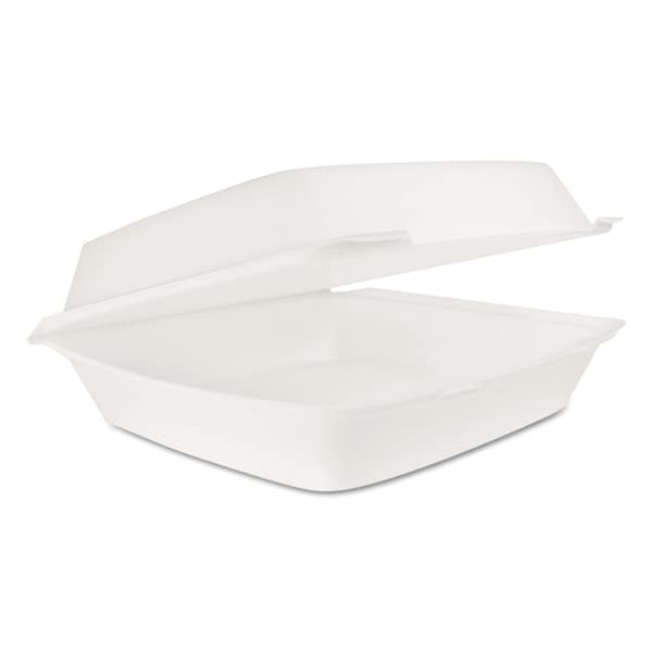 Dart Hinged Lid Carryout Container, 9.5 x 10.33 x 3.5, White, Foam, PK200, 200PK - 110HT1