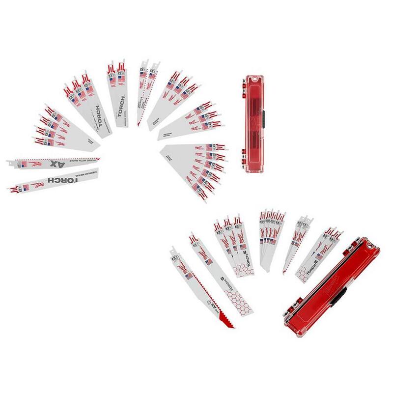 Set de hojas de sierra reciproca bimetálica Milwaukee Sawzall para demolición de madera y metal incrustado con clavos (38 piezas) - 49-22-1113S-49-22-1113