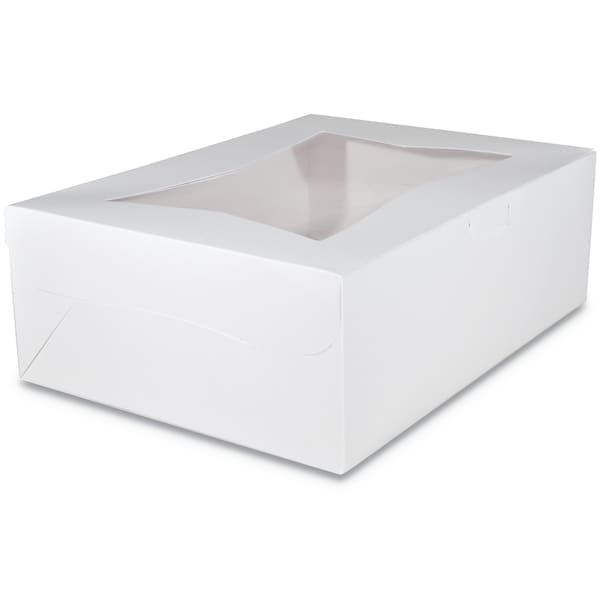 Sct White Window Bakery Boxes with Tuck-in Lid, 14 x 10 x 6.5, White, Paper, 100PK - 23103