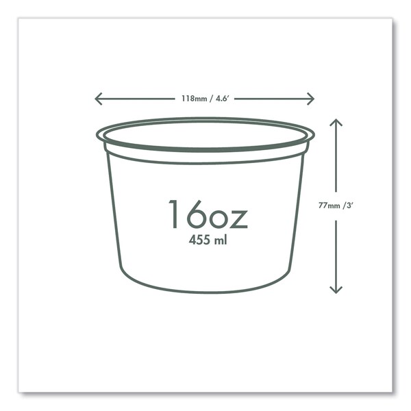 Vegware Round Deli Pots, 16 oz, 4.6 Diameter x 3"h, Clear, Plastic, PK500 - CF-DC-16