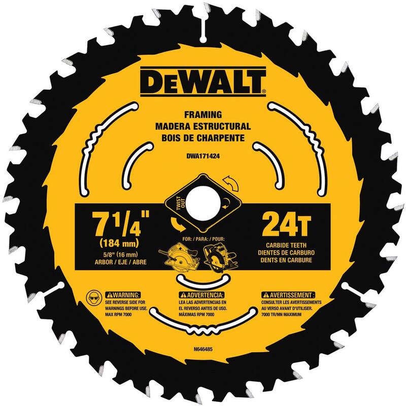 Hoja de sierra circular DEWALT de 7-1/4 pulgadas y 24 dientes - DWA171424