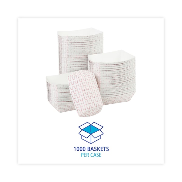 Boardwalk Paper Food Tray, 1/2lb., Red Weave, PK1000 - BWK 30LAG050