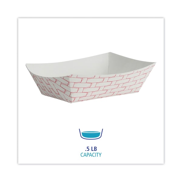 Boardwalk Paper Food Tray, 1/2lb., Red Weave, PK1000 - BWK 30LAG050