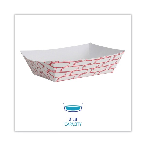 Boardwalk Paper Food Tray, 2lb., Red Weave, PK1000 - BWK 30LAG200