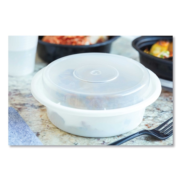 Pactiv Evergreen Newspring VERSAtainer Microwavable Containers, Round, 16 oz, 6x6x1.5, White/Clear, Plastic, 150PK - NC718