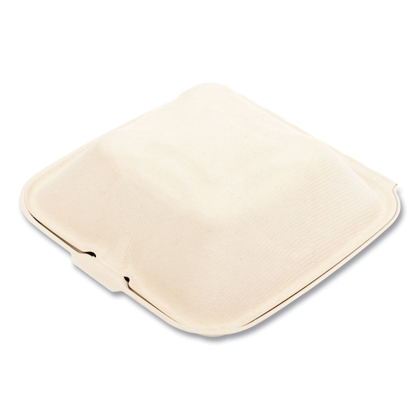 Boardwalk Bagasse PFAS-Free Food Containers, 1-Compartment, 6 x 6 x 3.19, White, Bamboo/Sugarcane, 500PK - HL-66BW-NPFA
