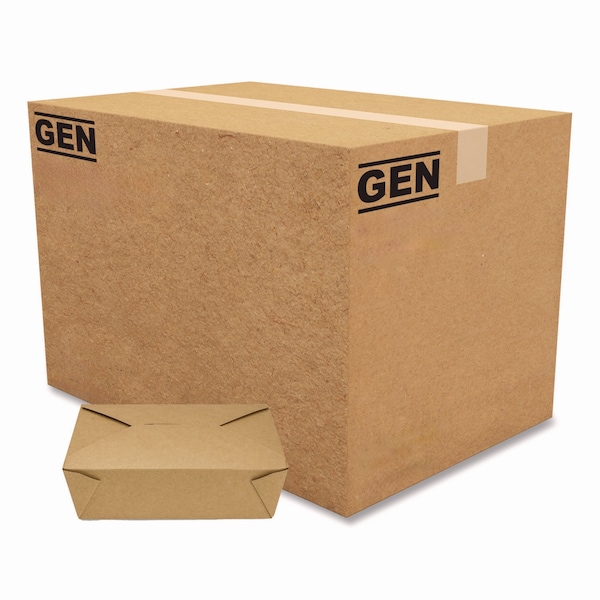 Gen Reclosable Kraft Take-Out Box, 76 oz, Paper, 200PK - KS10122
