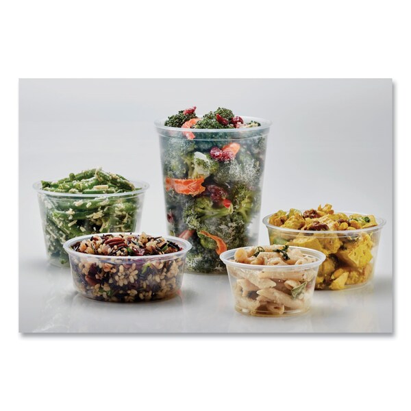 Fabri-Kal Microwavable Deli Containers, 24 oz, 4.6 Diameter x 4.1 h, Clear, Plastic, 500PK - PK24TC