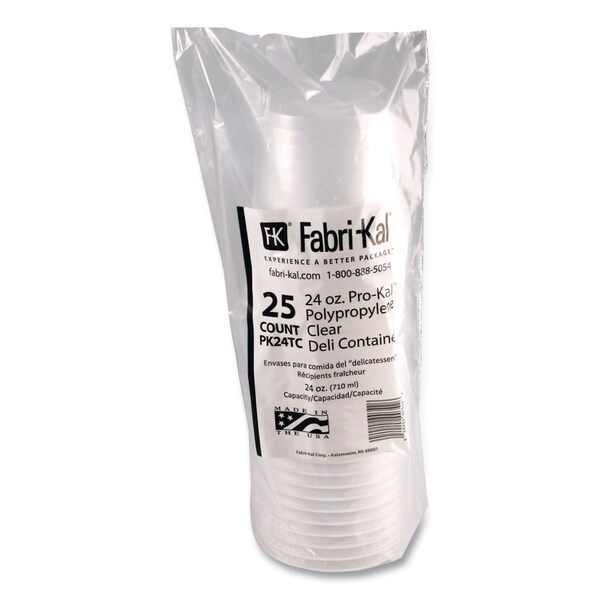 Fabri-Kal Microwavable Deli Containers, 24 oz, 4.6 Diameter x 4.1 h, Clear, Plastic, 500PK - PK24TC