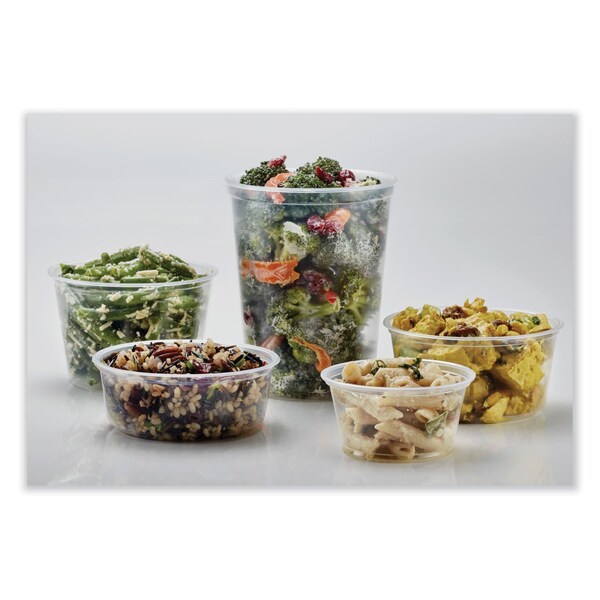 Fabri-Kal Microwavable Deli Containers, 12 oz, 4.6 Diameter x 2.3 h, Clear, Plastic, 500PK - 9505114