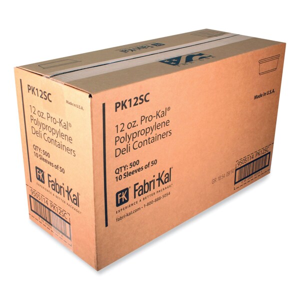 Fabri-Kal Microwavable Deli Containers, 12 oz, 4.6 Diameter x 2.3 h, Clear, Plastic, 500PK - 9505114