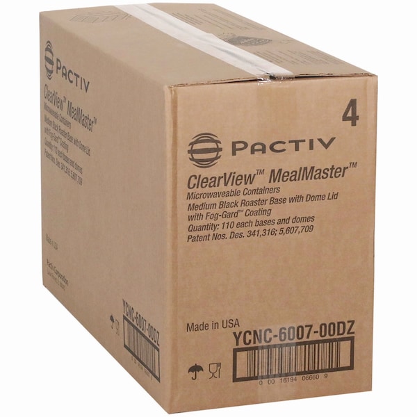Pactiv Evergreen MealMaster Chicken Roaster Base/Lid, 10 x 7.5 x 4, Black/Clear Plastic, 110PK - PAC YCNC600700DZ