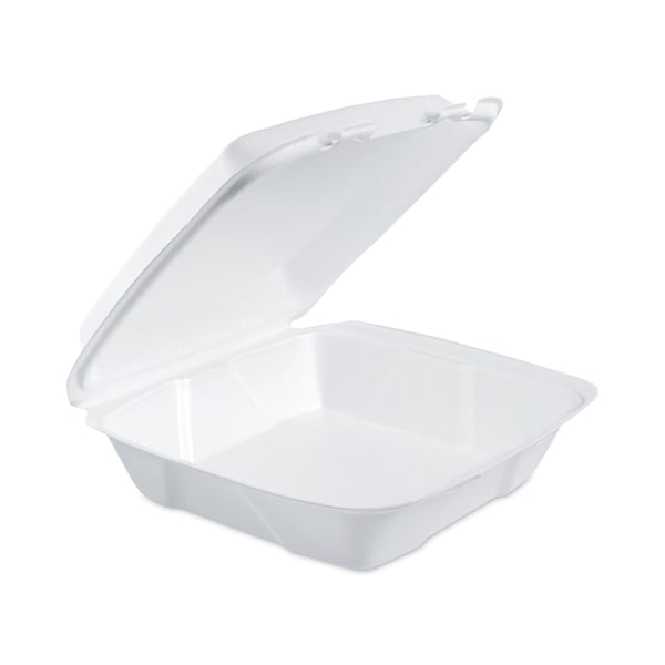 Dart Insulated Foam Hinged Lid Containers, 1-Compartment, 9 x 9.4 x 3, White, 200PK - 90HT1