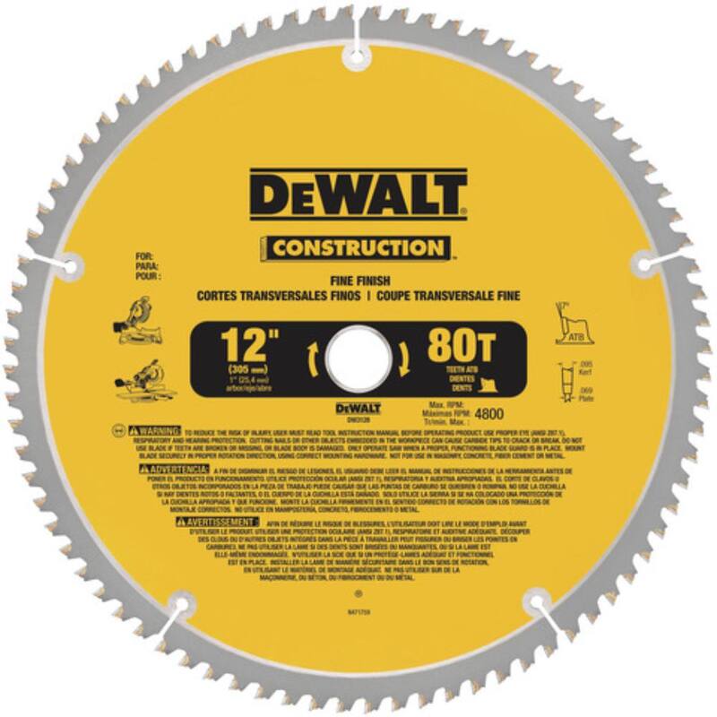 Sierra ingletadora DEWALT de 12 pulgadas con 32 dientes y 80 dientes (paquete de 2) con bono de sierra ingletadora de 12 pulgadas con 32 dientes y 80 dientes (paquete de 2) - DW3128P5W3128P5