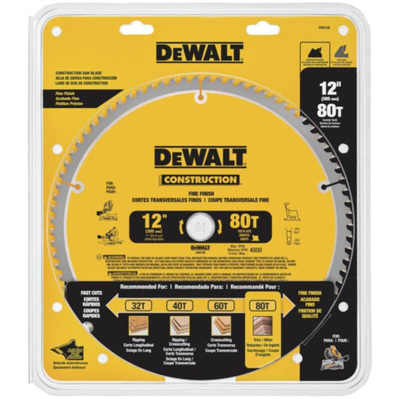 Sierra ingletadora DEWALT de 12 pulgadas con 32 dientes y 80 dientes (paquete de 2) con bono de sierra ingletadora de 12 pulgadas con 32 dientes y 80 dientes (paquete de 2) - DW3128P5W3128P5