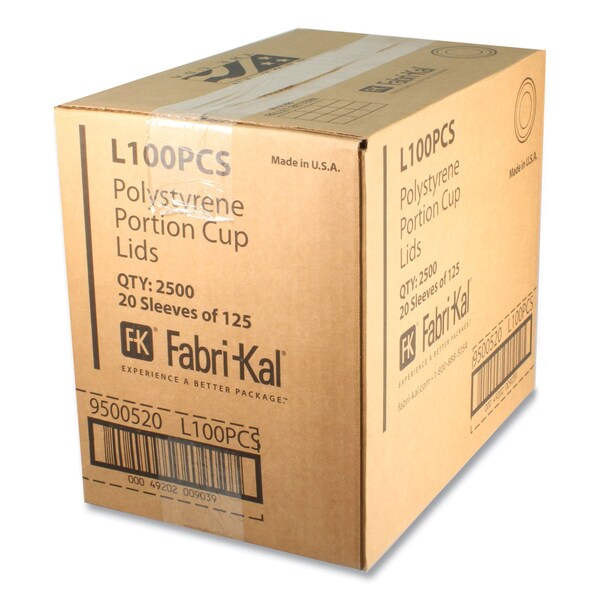 Fabri-Kal Portion Cup Lids, Fits 1 oz Squat Portion Cups, Clear, 2500PK - 9500520