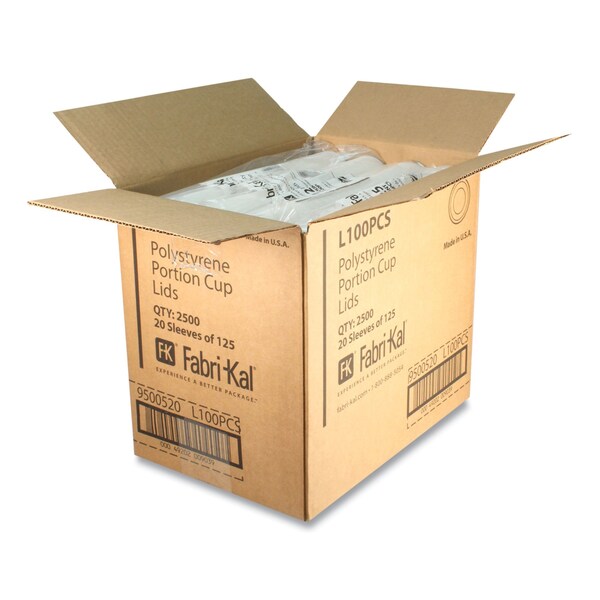 Fabri-Kal Portion Cup Lids, Fits 1 oz Squat Portion Cups, Clear, 2500PK - 9500520