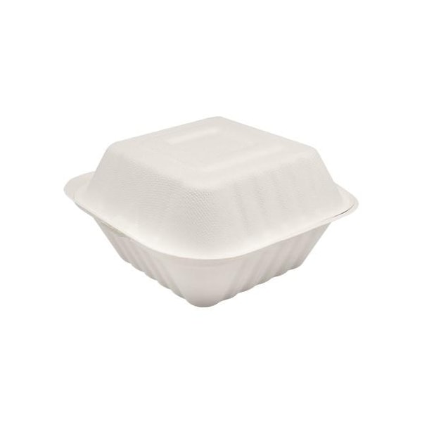 Karat Earth 6 in x 6 in Bagasse Clamshells, PK500 - KE-BHC66-1C
