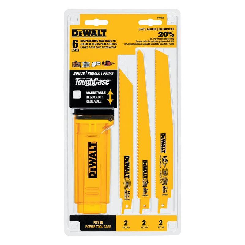 Juego de hojas de sierra reciproca bimetálicas DEWALT con estuche telescópico (6 piezas) - DW4896