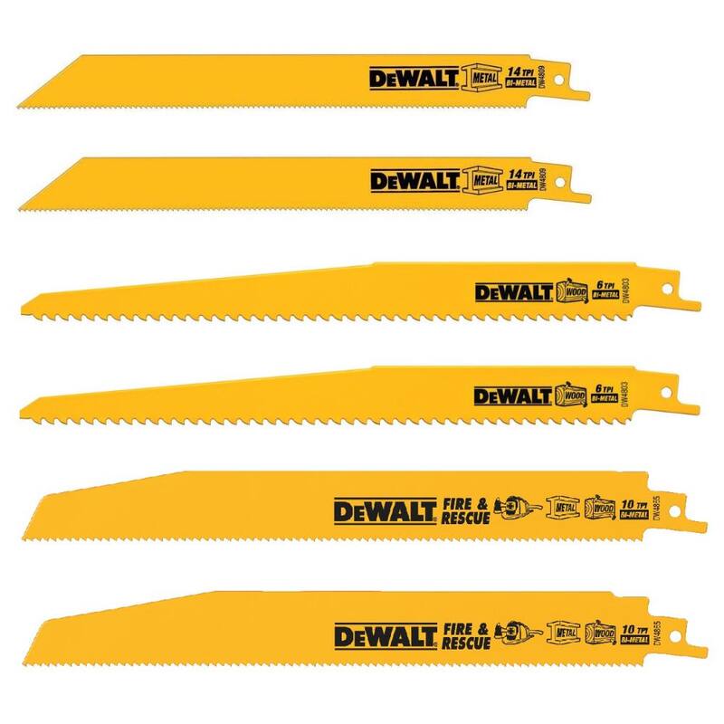 Juego de hojas de sierra reciproca bimetálicas DEWALT con estuche telescópico (6 piezas) - DW4896