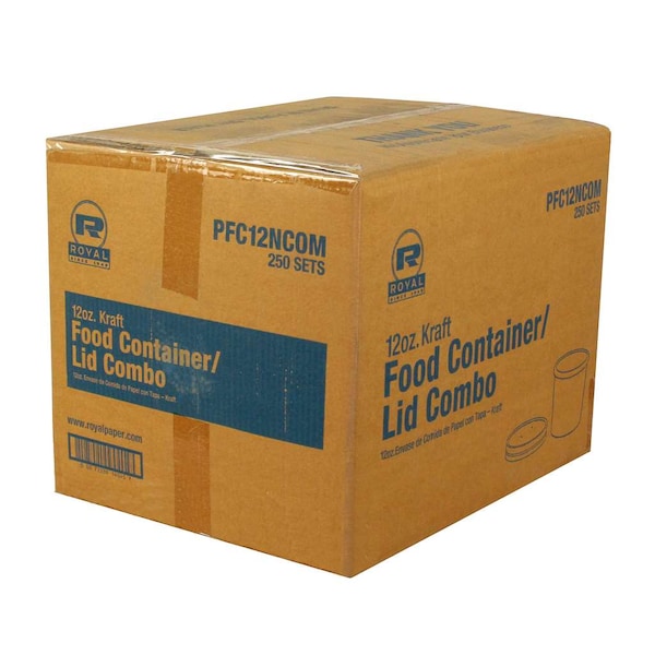 Amercareroyal Royal 12 oz. Kraft Paper Food Container And Lid Combo, PK250 - PFC12NCOM