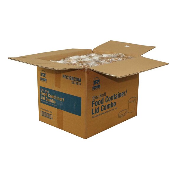 Amercareroyal Royal 12 oz. Kraft Paper Food Container And Lid Combo, PK250 - PFC12NCOM