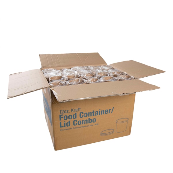 Amercareroyal Royal 12 oz. Kraft Paper Food Container And Lid Combo, PK250 - PFC12NCOM