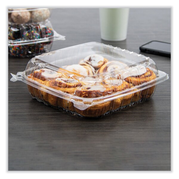 Dart ClearSeal Hinged-Lid Plastic Containers, 9.3 x 8.83 x 3, Clear, Plastic, 200PK - PET95PST1