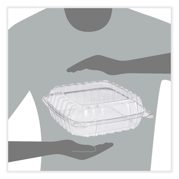 Dart ClearSeal Hinged-Lid Plastic Containers, 9.3 x 8.83 x 3, Clear, Plastic, 200PK - PET95PST1