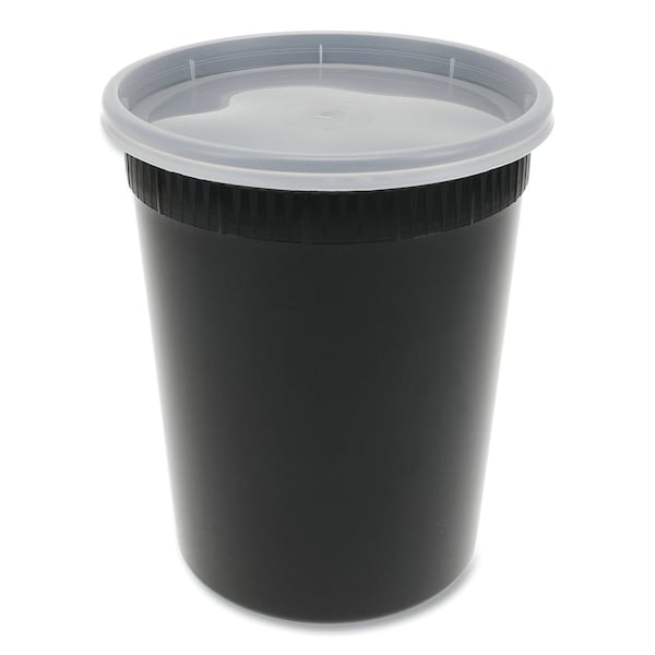 Pactiv Evergreen Newspring DELItainer Microwavable Container, 32 oz, 4.55 x 4.55 x 5.55, Black/Clear, Plastic, 240PK - YSD2532B
