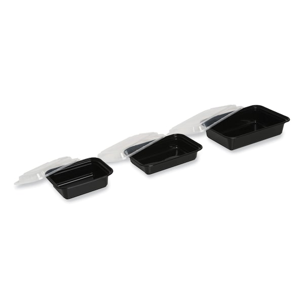 Gen Food Container, 12 oz, 5.78 x 4.52 x 2.24, Black/Clear, Plastic, 150PK - FCPP-BC-12RECT