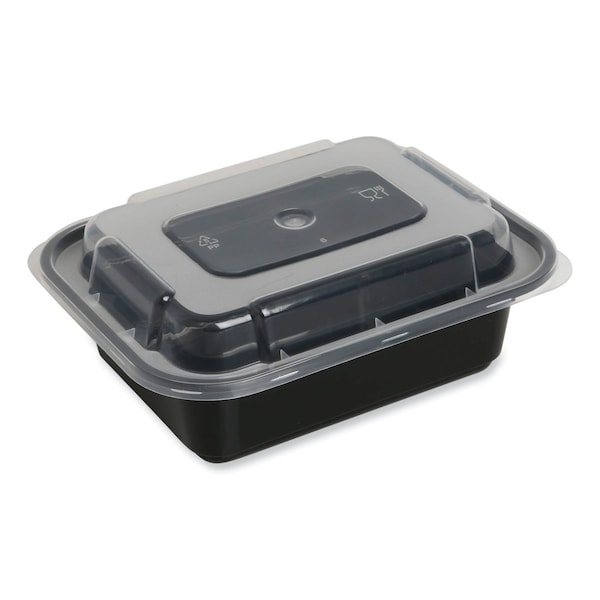 Gen Food Container, 12 oz, 5.78 x 4.52 x 2.24, Black/Clear, Plastic, 150PK - FCPP-BC-12RECT
