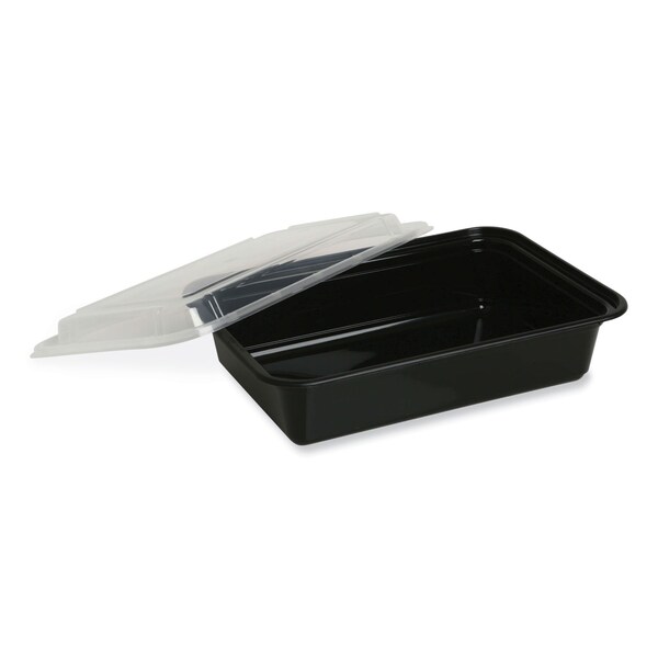 Gen Food Container, 12 oz, 5.78 x 4.52 x 2.24, Black/Clear, Plastic, 150PK - FCPP-BC-12RECT