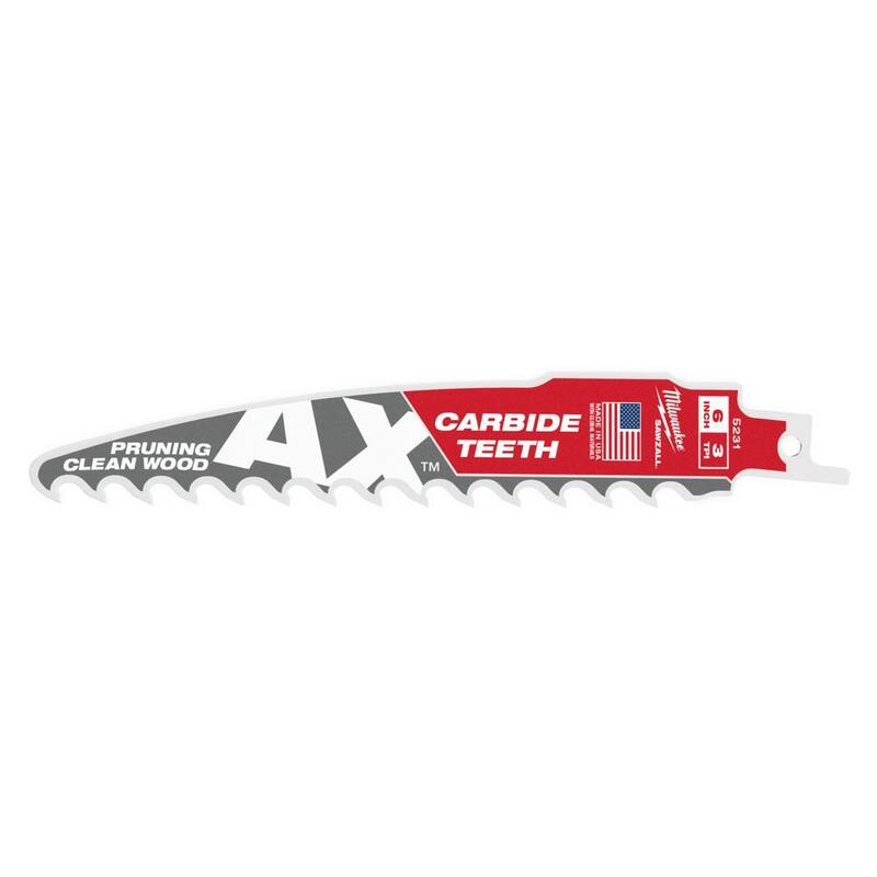 Sierra sable Milwaukee de 6 pulg. con dientes de carburo para poda de madera de 3 TPI (3 paquetes) - 48-00-5331
