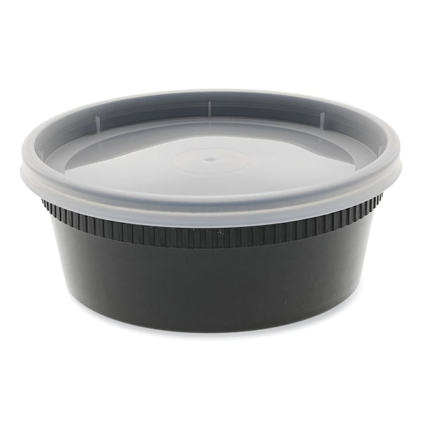 Pactiv Evergreen Newspring DELItainer Microwavable Container, 8 oz, 4.55 x 4.55 x 1.8, Black/Clear, Plastic, 240PK - YL2508B