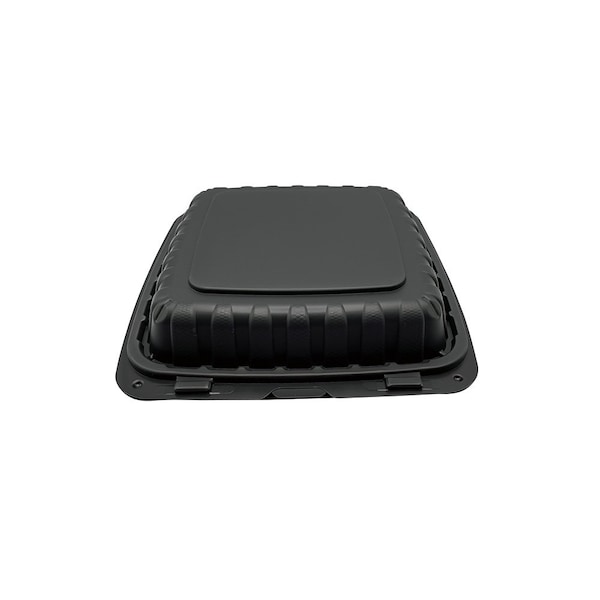 Empress Earth Hinged Container Mineral Filled PP 9 in. x 9 in. x 3 in. Black 1-Compartment, 25PK - EPPHLB-91