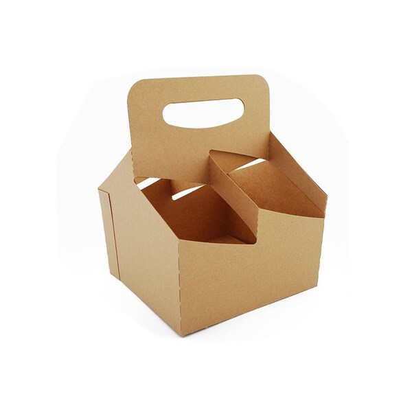 Champion Southern Paperboard Drink Carrier w/ Handle Kraft 4 Cups up to 32 oz., 250PK - 2788