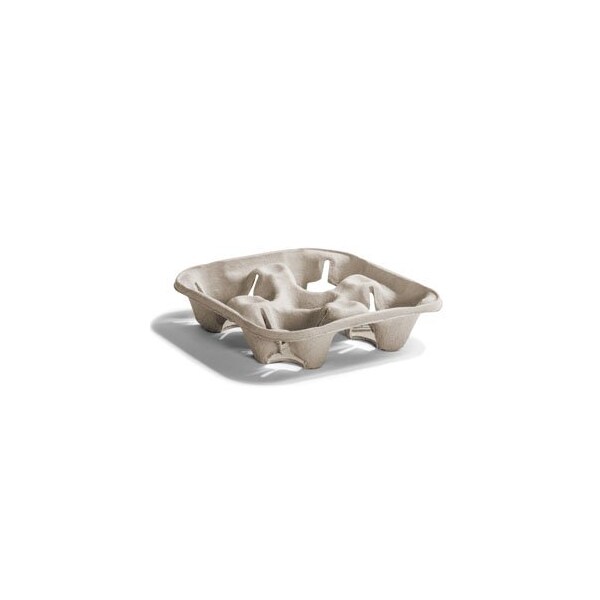 Huhtamaki Chinet Chinet Flight 4 Cup Beige Carrier 8.5 in.x8.5 in.x1.75 in. Pulp, 5PK - 20994