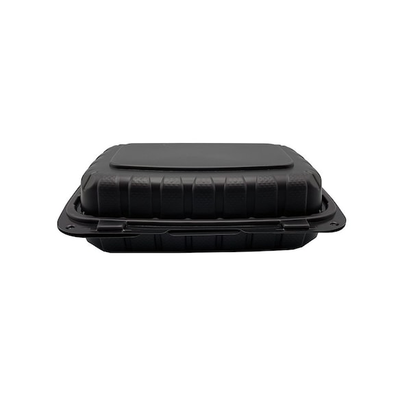 Empress Earth Hinged Container Mineral Filled PP 9 in. x 6 in. Hoagie Black, 25PK - EPPHLB-96