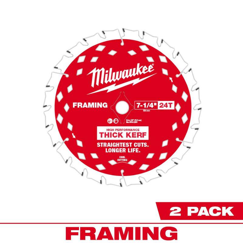 Disco de sierra circular para estructuras gruesas de Milwaukee de 7-1/4 pulgadas y 24 dientes (paquete de 2) - 48-40-0742