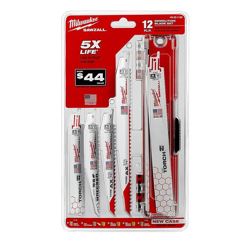 Set de hojas de sierra de vaivén para demolición de madera y metal de bi-metal de Milwaukee (12 piezas) - 49-22-1129