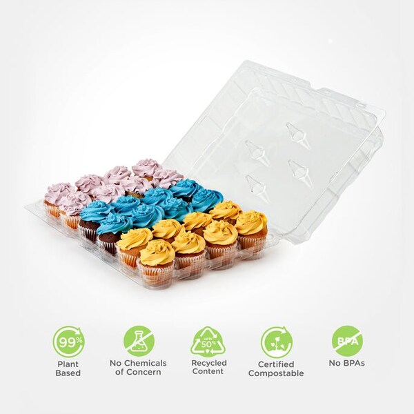 Good Natured Products 24-Pack 3.5 in. Classic Cupcake & Muffin Package, Crystal Clear, Pla, 50/Case, 50Pk - BXX00224