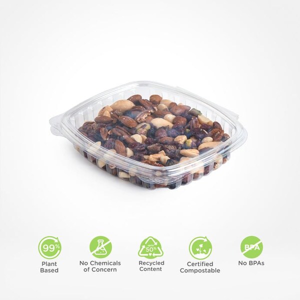 Good Natured Products 16 Oz. Multi-Purpose Clamshell Package, Crystal Clear, Pla, 200/Case, 200Pk - BDV09006